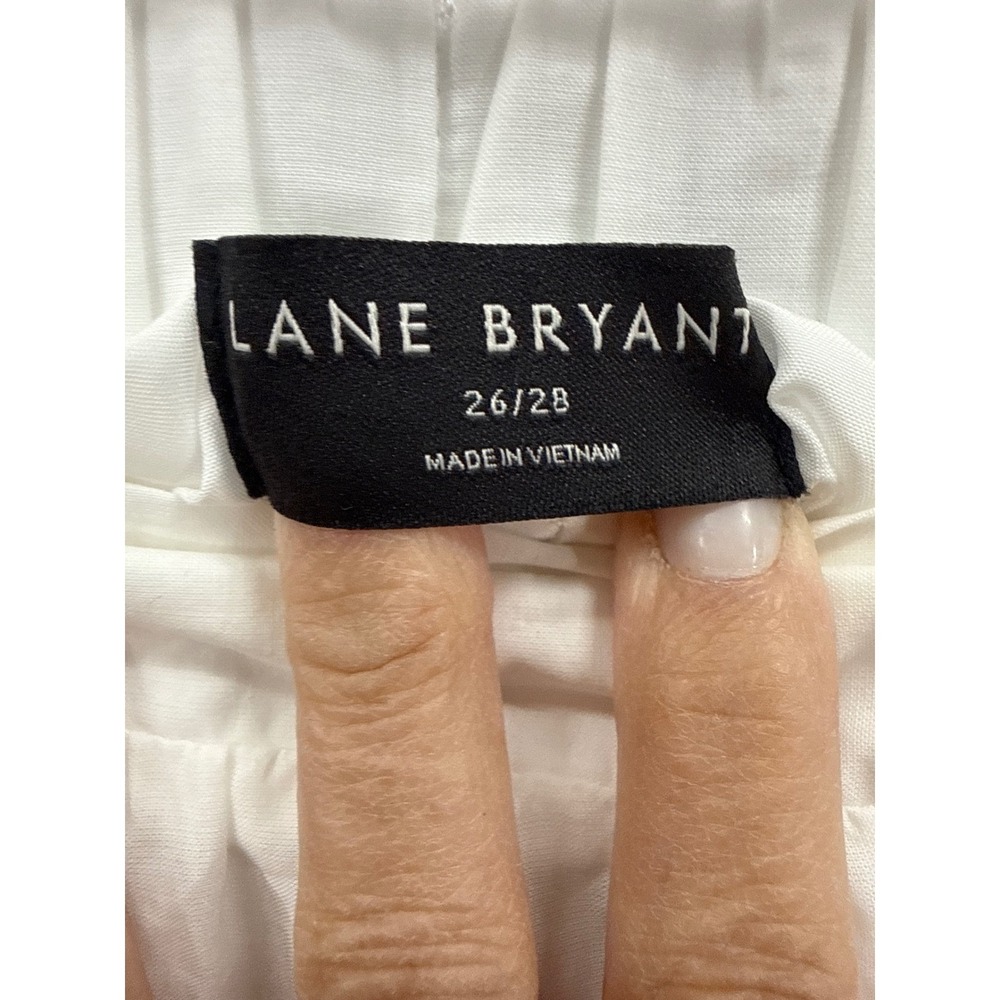Lane Bryant Cotton White Black Floral Embroidered Tiered Midi Skirt Plus 26/28 - Picture 5 of 6